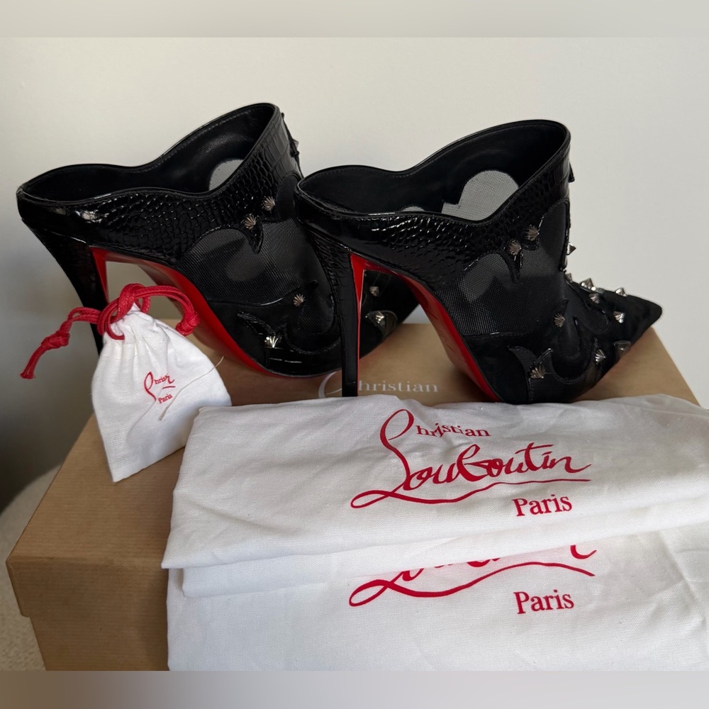 Christian Louboutin Black Mulatiag Spiked Mules - Picture 11 of 12